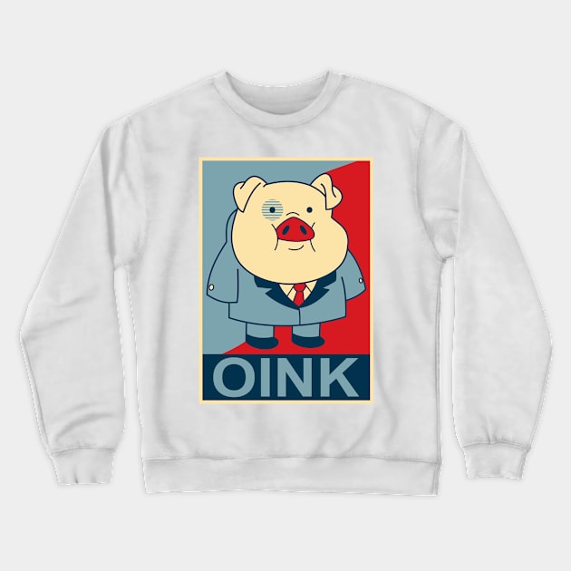 Waddles Oink- "Hope" Poster Parody Crewneck Sweatshirt by Ed's Craftworks